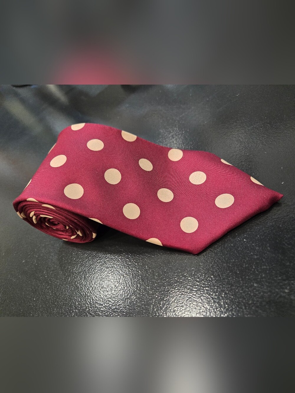 Bill Blass Silk Polka Dot Tie - Made In USA - Hand Painted In Italy
